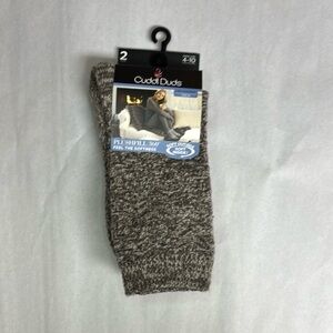 New Cuddl Duds Socks Women’s 2 Pair Brown Soft Leg Layering Crew Casual